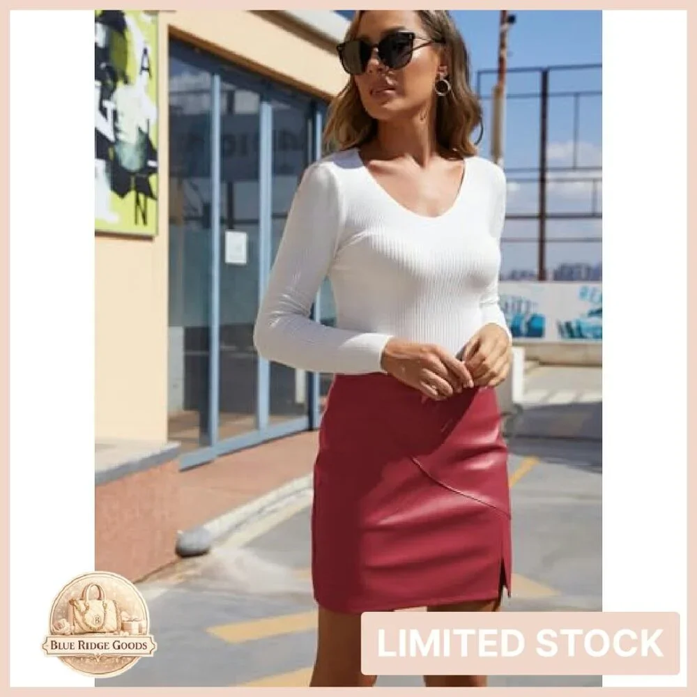 Faux Leather High Waisted Bodycon Pencil Mini Skirt with Shorts Y2K Chic